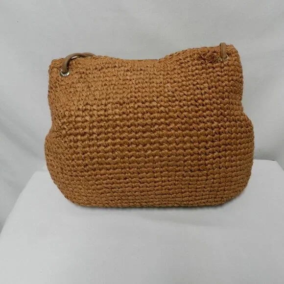 Bally Vintage Straw & Leather shoulder handbag purse made in Italy brown medium - Picture 2 of 16